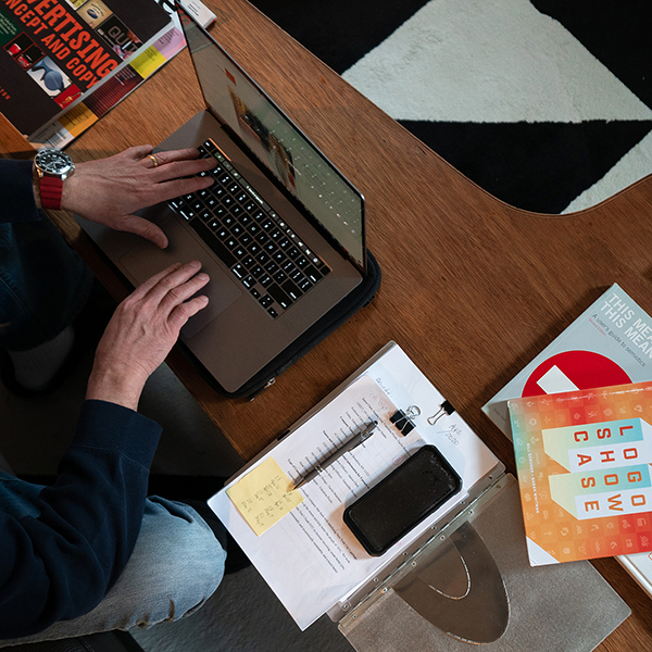 student working on laptop