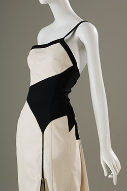EDUN, dress, white and black denim, 2007, USA, gift of EDUN, 2010.7.1, Museum at FIT