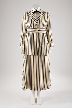 Walking suit, striped denim, circa 1915, USA, museum purchase, P85.35.2, Museum at FIT