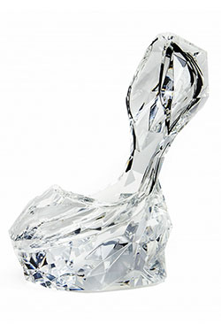 heel-less shoe that looks similar to Cinderella's glass slipper