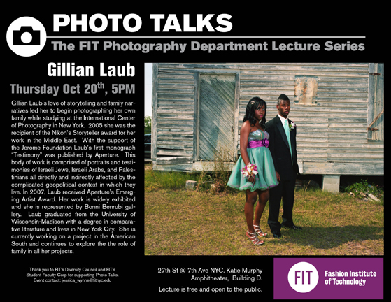 Poster for Gilian Laub Photo Talks Lecture