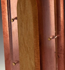 Heather Kosch - Harmonic Collection - Copper plate; Plexiglass; African padauk, yellow-heart wood, and zebra woods; brass screws; and leather cording.<br />
