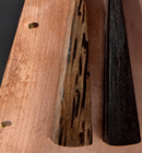 Heather Kosch - Harmonic Collection - Copper plate; Plexiglass; black-palm, ebony, and yellow-heart woods; brass screws; and leather cording. <br />
