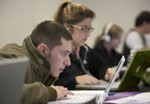 Students working on computers.