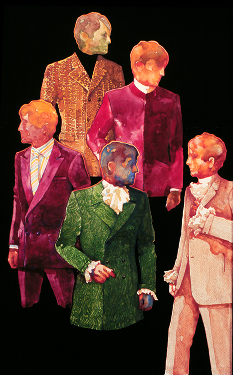 orignal fashion illustration of menswear, circa 1968