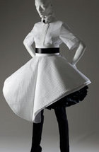 White coat over skirt