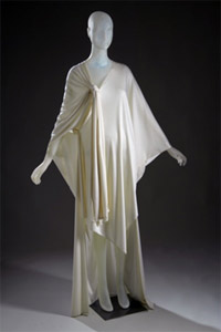 evening caftan dress in white nylon jersey