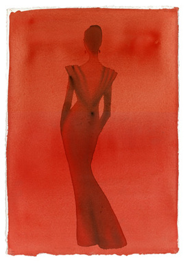 Mats Gustafson for Valentino, 2000, watercolor on paper