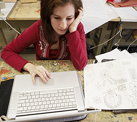 Student in class.