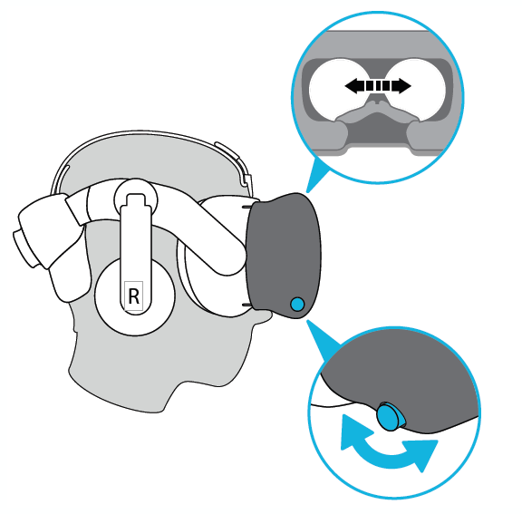 Image displaying VIVE IPD knob adjustment on headset