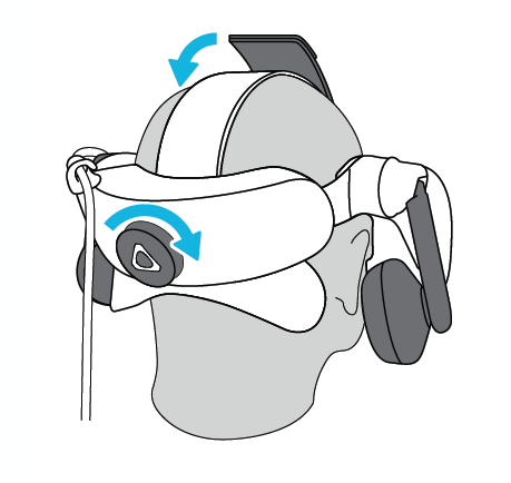 Image displaying proper attachment of vive headset to head