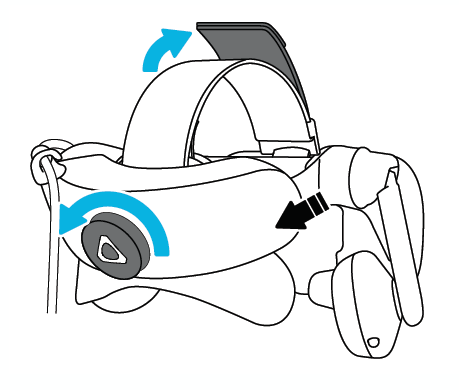 Image displaying the proper way to loosen the face strap and velcro head adjestment