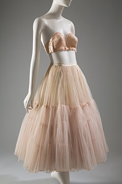strapless pink bra with pink petticoat