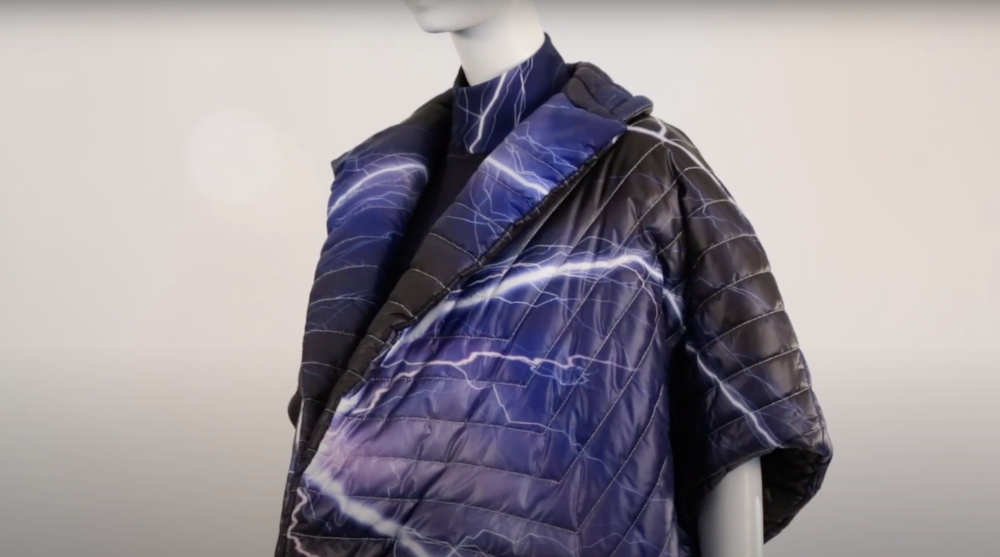 lightning bolt puffer jacket on mannequin 