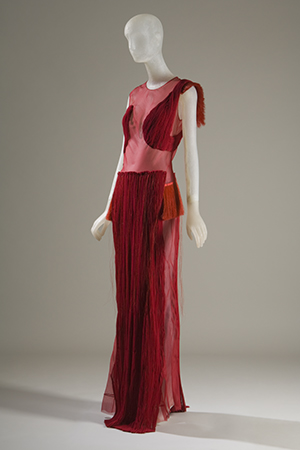 Helmut Lang, evening dress, Red silk chiffon and horsehair, c. Fall 2004, USA, Gift of HL - art, 2009.32.21