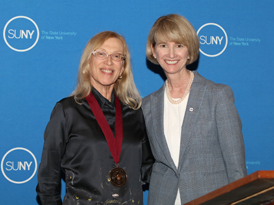 Dr. Valerie Steele standing beside SUNY Chancellor Dr. Kristina M. Johnson