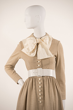 Oatmeal Jersey Shirtdress with Taffeta Bow