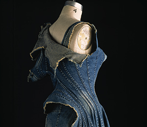 Junya Watanabe, dress, repurposed denim, spring 2002, Japan, museum purchase, 2010.37.12. Photograph by William Palmer