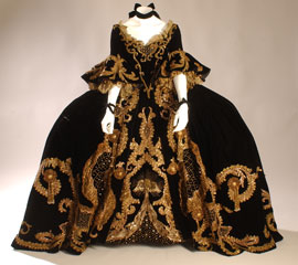 Victorian gown black with gold embellishments