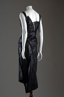 Christian Dior Boutique (John Galliano), evening dress, black lambskin leather, black silk, 2000, France, museum purchase, 2001.45.1