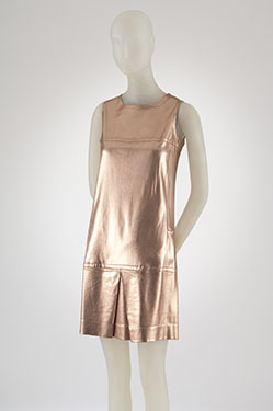 Paraphernalia, dress, copper lam knit,  circa 1967, USA, gift of Mrs. Ulrich Franzen.
