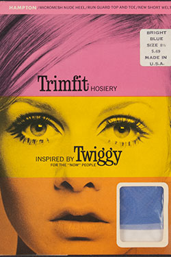 Trimfit, tights inspired by Twiggy in  original packaging, nylon, paper, 1967-68, USA, gift of Dorothy T. Globus.