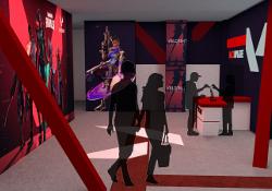 Valorant Influencer Event: Rendering of entry experience with welcome desk.
Image created using SketchUp and Photoshop