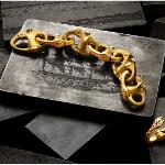 Gold shackles bracelet and ring