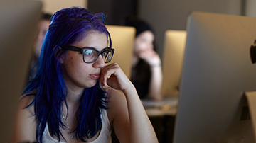 student on computer