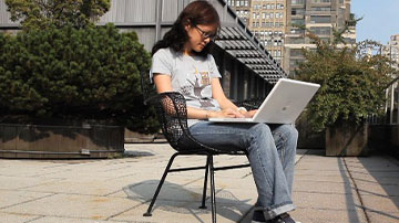 online student on rooftop