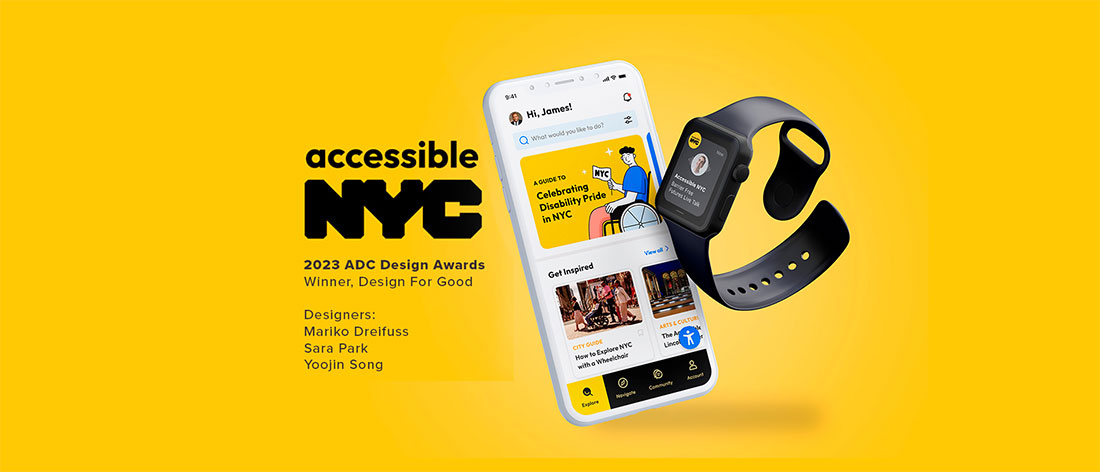 Accessible Design NYC with smart watch and mobile phone