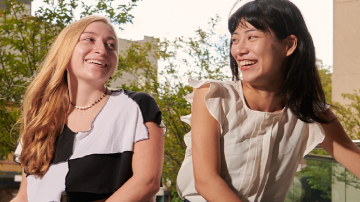 students outside in the summer