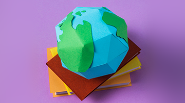 Origami Globe against lavender backdrop