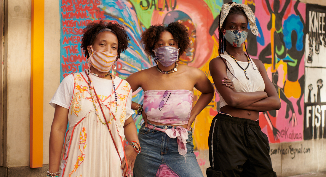 Photo by Joe Carrotta FIT students in front of chalk murals