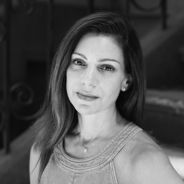 Black and white portrait of alum Abby Samet
