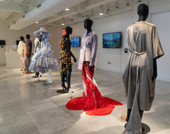 row of mannequins with garments from Fashion Design students