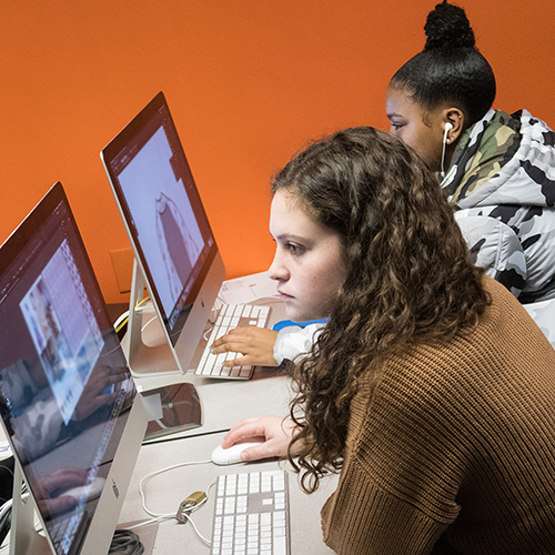 students working in computer lab