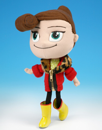 soft toy design of young girl in red jacket with yellow rainboots