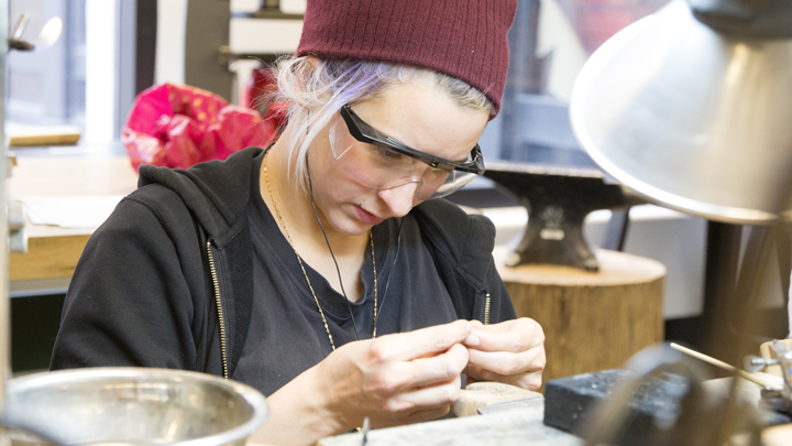 student working in the jewelry lab