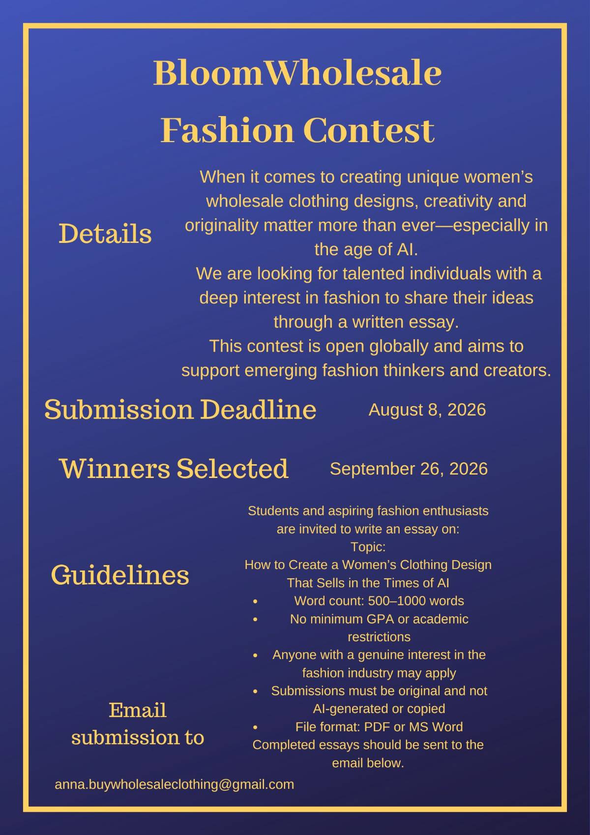 Bloom Wholesale Fashion Contest Poster