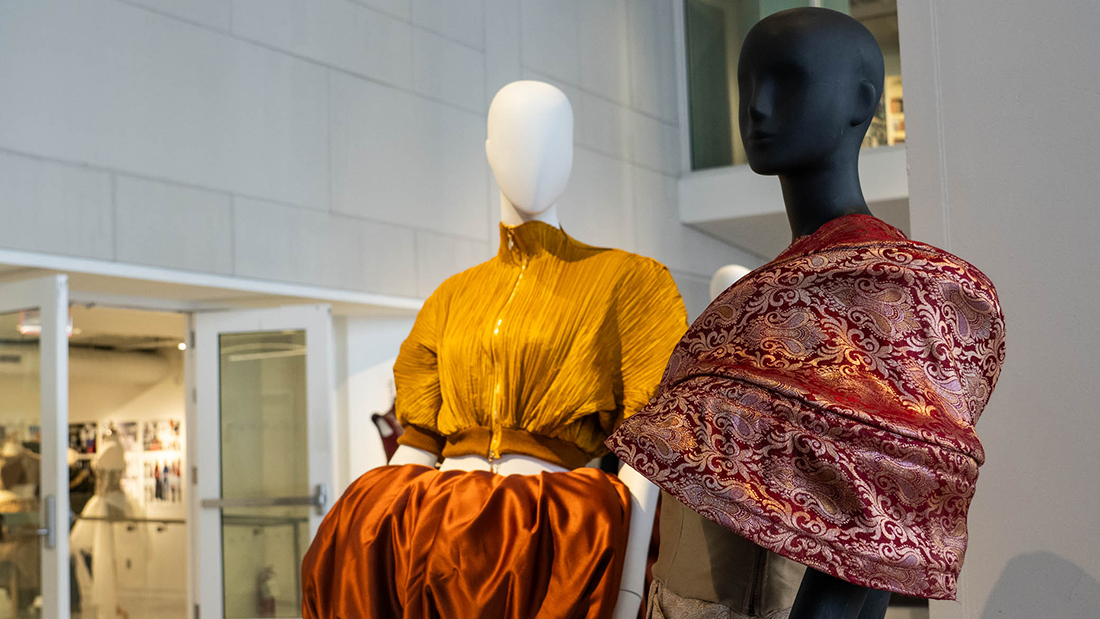 Harmonic Threads exhibition featuring work by Fashion Design AAS students