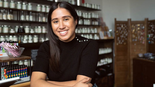 Brittany Furnari in her store. Photo by Daniel Welch