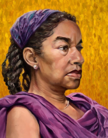 "Woman with a Pearl Earring", oil on panel, by Gian Brack