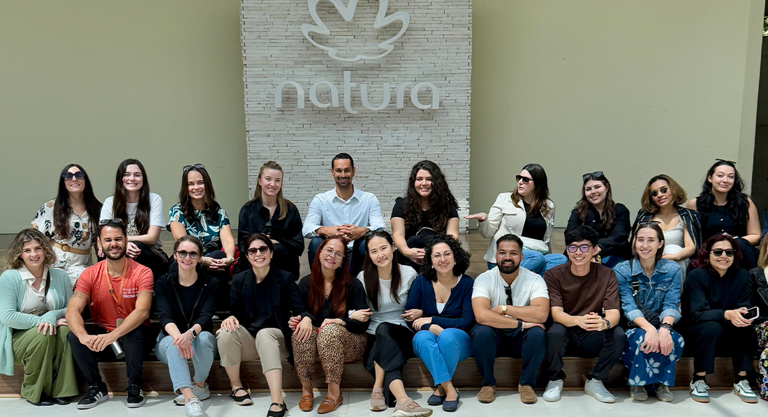Cosmetics and Fragrance Marketing and Management students outside Natura in Brazil.