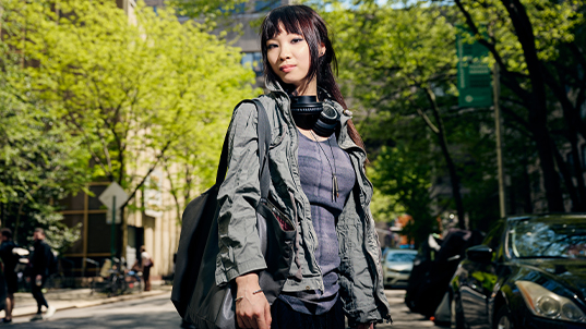student standing outside at FIT campus