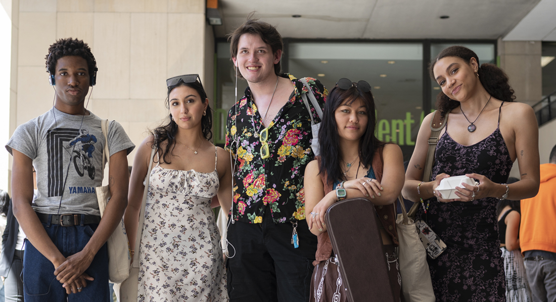 FIT students standing in campus breezeway