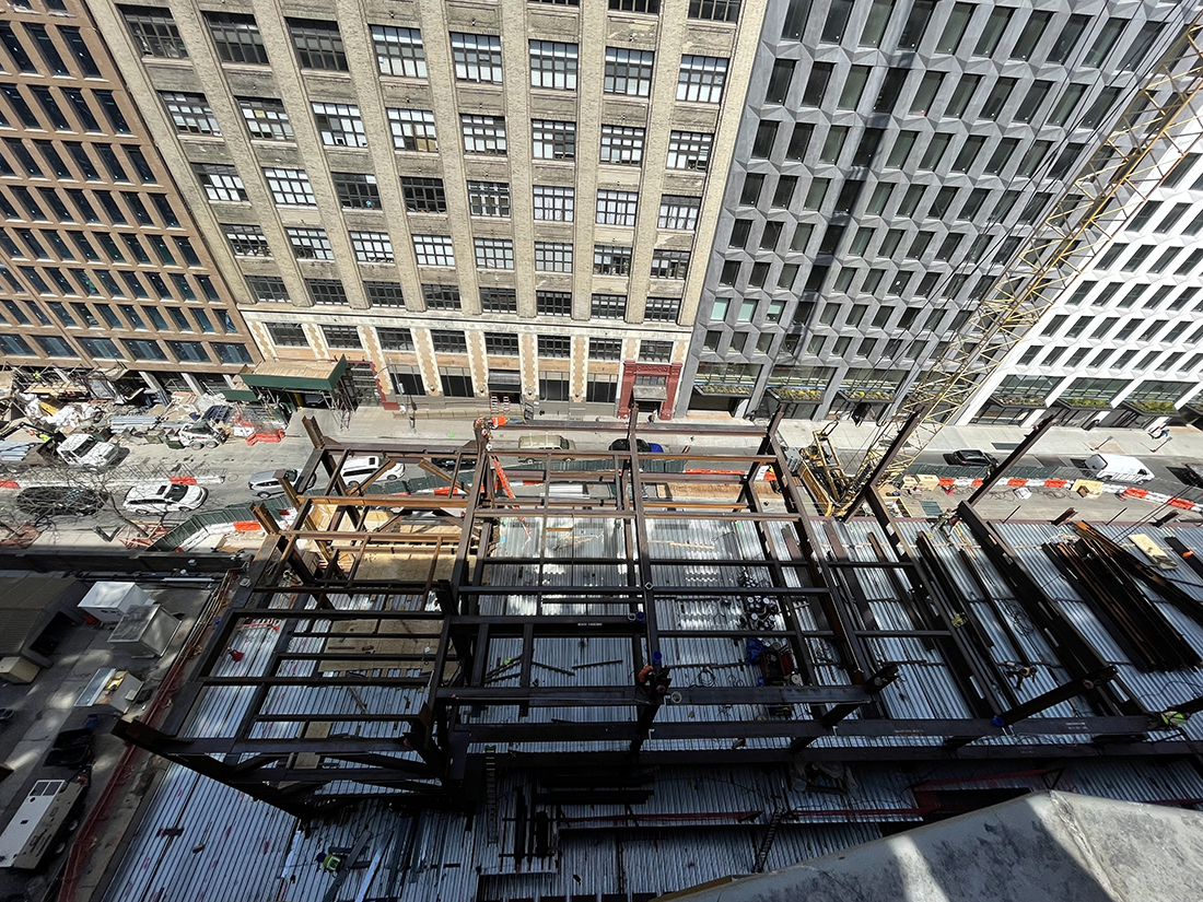 bird's eye view of building frame construction