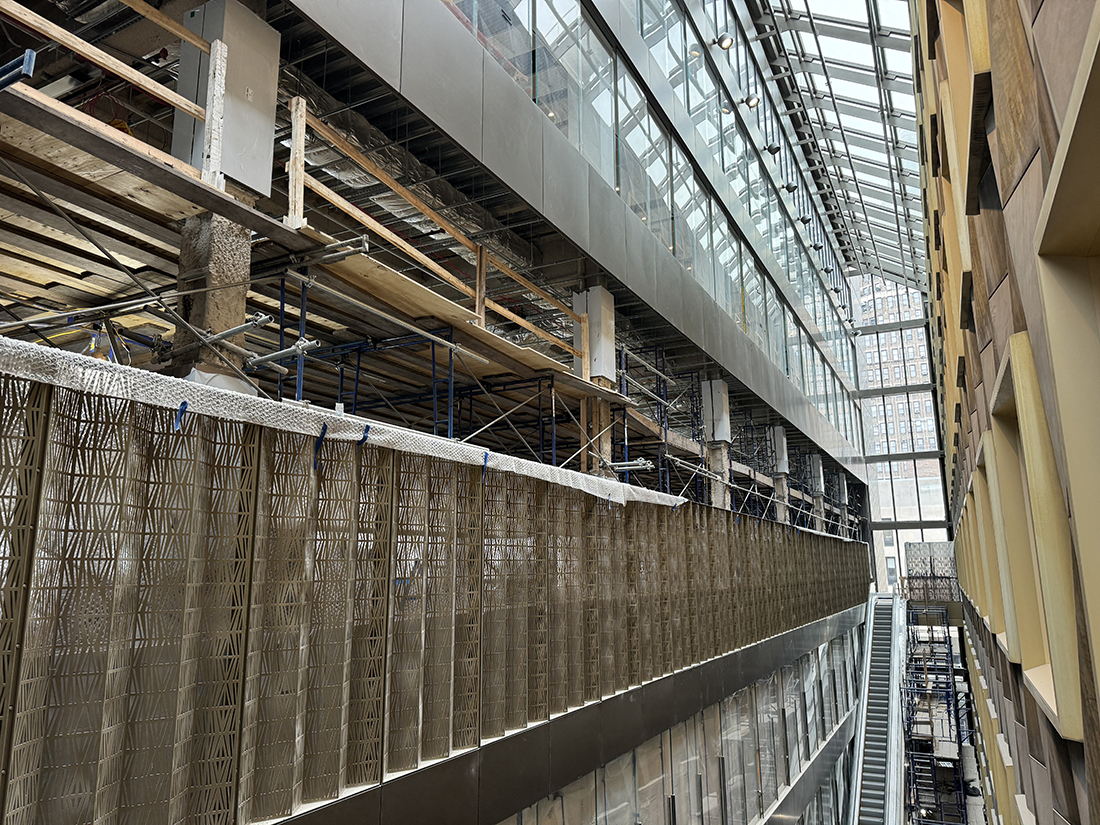 construction view of the interior facade