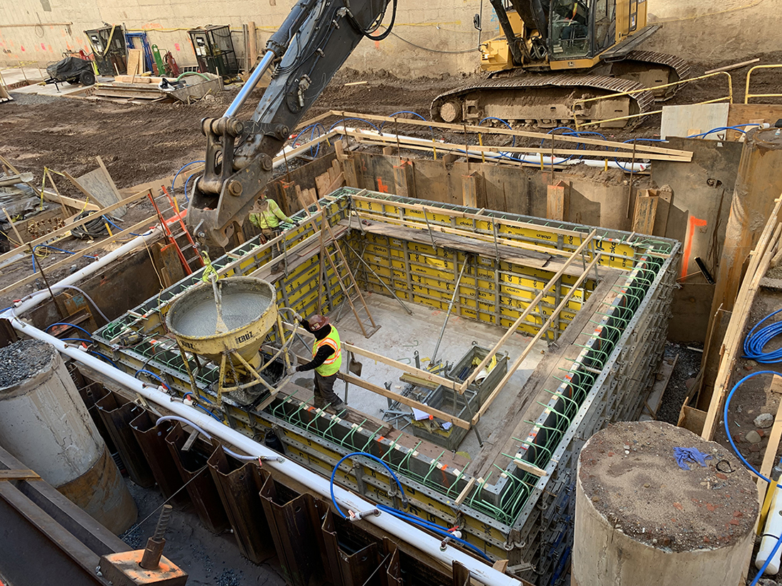 pouring concrete and construction