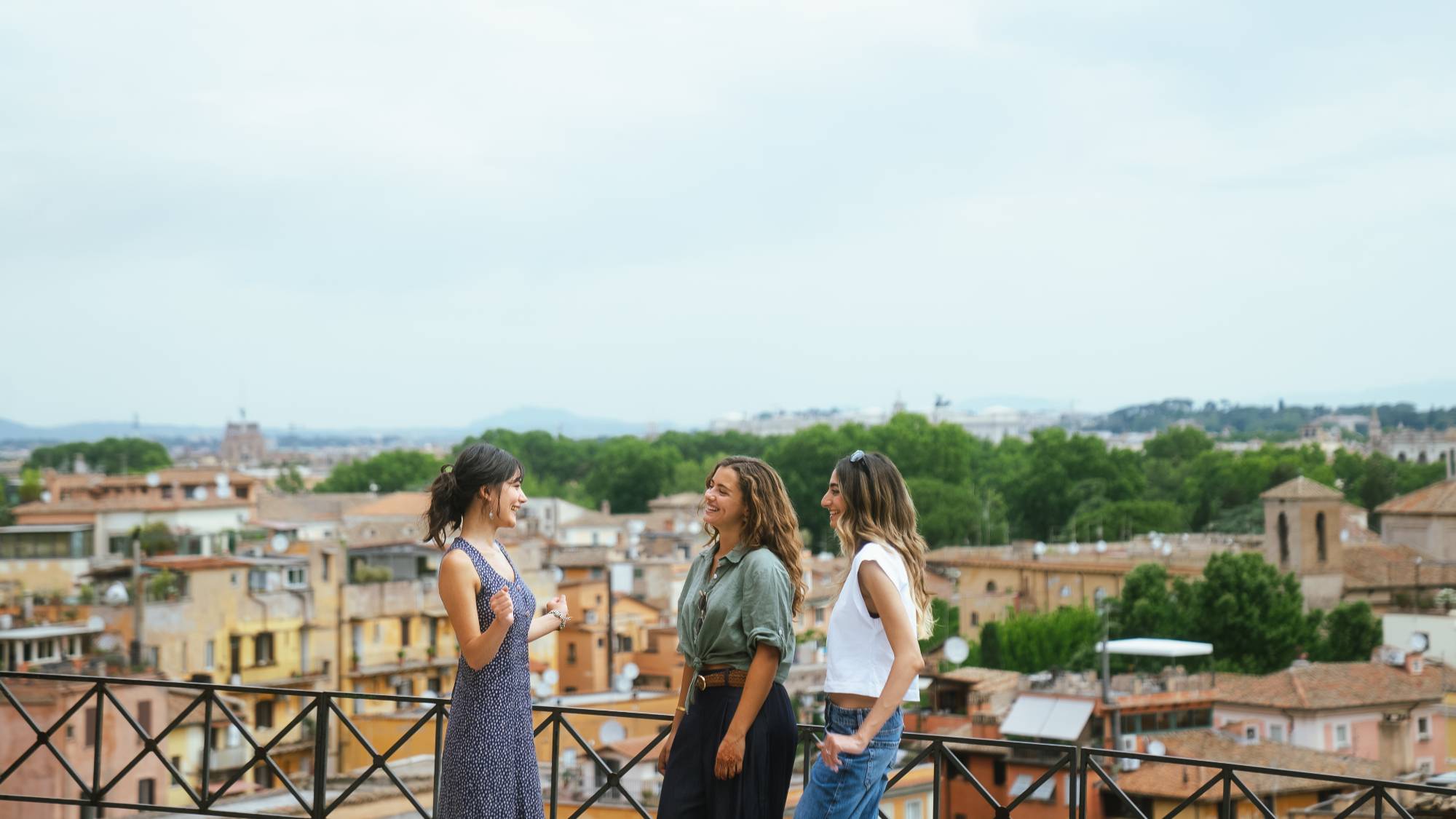 group of girls standing looking out at Rome at the American University of Rome
